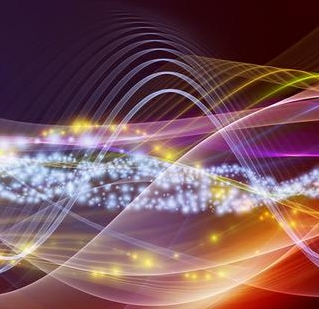 colorful light waves on black